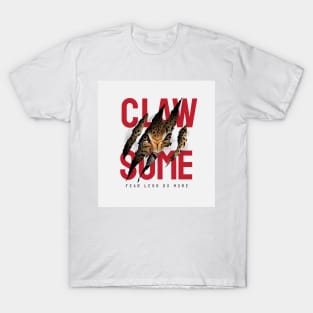 claw-some-slogan-with-tiger-face-claw-mark-illustration T-Shirt